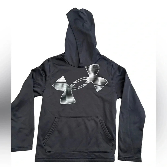 Kids Boys Under Armour Black Lightweight Hoodie with Logo Size Small - Picture 1 of 4